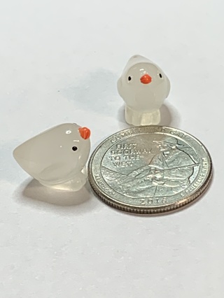 CHICKENS~#2~WHITE~MINIS~SET OF 2 CHICKENS~GLOW IN THE DARK~FREE SHIPPING!