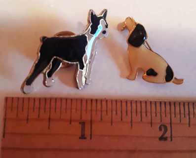 2 vintage Dog Brooches/Pins (Boston Terrier)