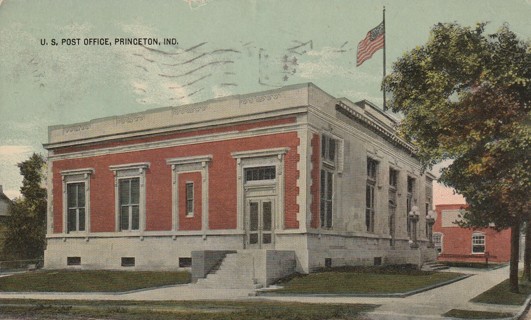 Vintage Used Postcard: 1921 US Post Office, Princeston, IN