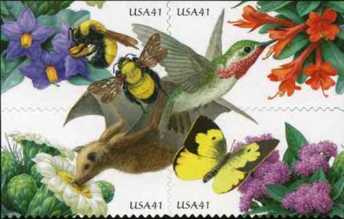  new 4 nature stamps block=41cent each stamps=usa