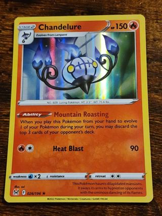 Pokemon Chandelure holo rare card 026/196