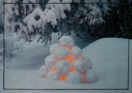 used Postcard: christmas card Finland snowballs