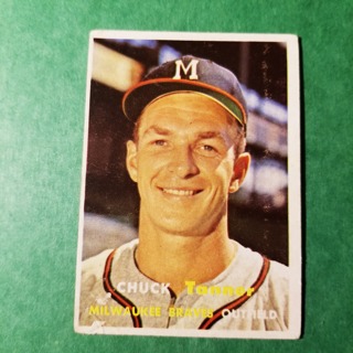  1957 - TOPPS EXMT - NRMT BASEBALL - CARD NO. 392 - CHUCK TANNER - BRAVES