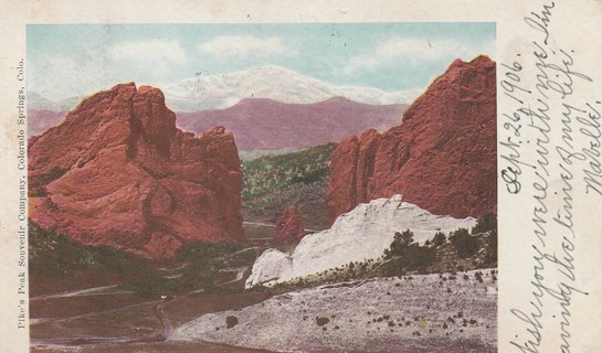 Vintage Used Postcard: e: 1906 Gateway, Garden of the Gods, CO