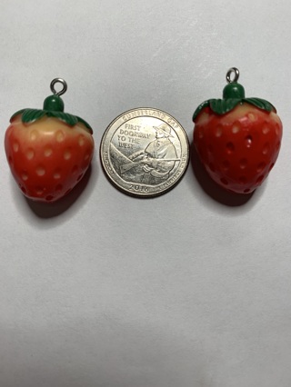 STRAWBERRY CHARMS/PENDANTS~#3~SET OF 2~FREE SHIPPING!