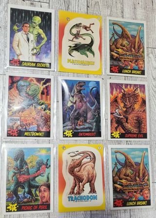 9 Dinosaur 1988 Cards! 2 are Sticker Cards!