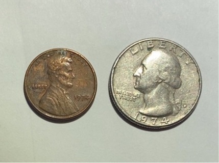 1974 WASHINGTON QUARTER & LINCOLN MEMORIAL CENT 