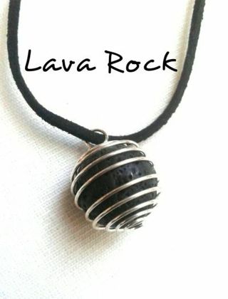 Lava Rock In Spiral Cage Necklace