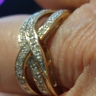 Gold over sterling diamond ring size 7 new