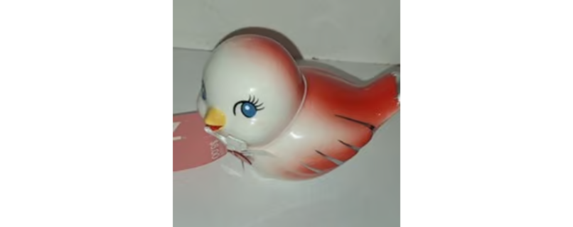 Retro 3" Ceramic Pink Valentine's Day Love Bird Spritz Figure