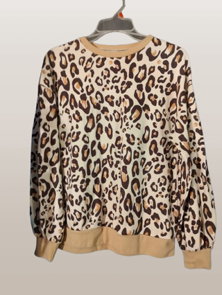 Tan Cheetah Print Sweatshirt / Ladies Size Small