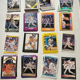 65ct Don Mattingly card lot. 1986-1992. Topps.Donruss Fleer Score