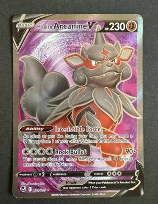 NM Ultra Rare Hisuin Arcanine V Full Art Pokemon card SWSH