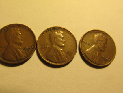 3 1944S US Wheat Pennies