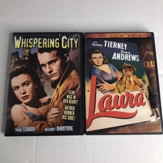 Lot of 2 DVD movies Whispering City & Laura classic crime drama old Hollywood film noir