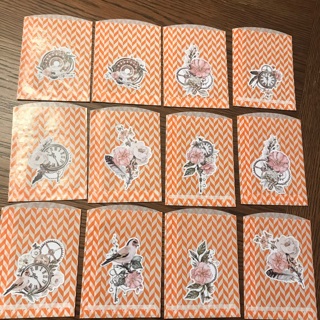 REDUCED 12 Small Kawaii Paper Bags with Victorian Stickers, Free Mail