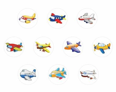 ↗️⭕(10) 1" CARTOON AIRPLANE STICKERS!!⭕ REWARD (SET 3 of 3) AVIATION TRAVEL VACATION