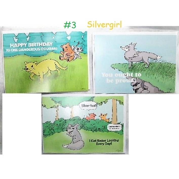 Free:  Cougar Birthday Cards set of 3 - Choose from 3 sets 
