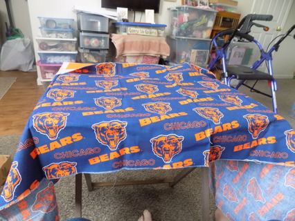 Dark blue and orange 36 x 14 Chicago Bears fabric remnant for quilting