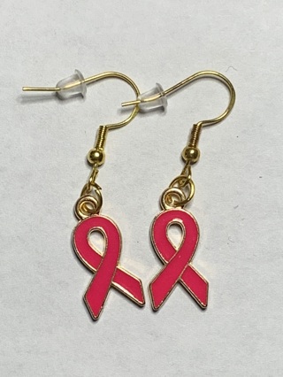 ROSE RED RIBBON EARRINGS WITH SILVER HOOKS~#1~FREE SHIPPING!