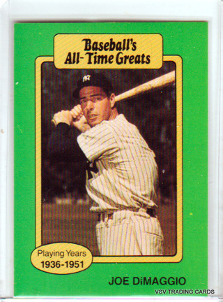 Joe DiMaggio, 1987 Baseball's All-Tme Greats Card, New York Yankees