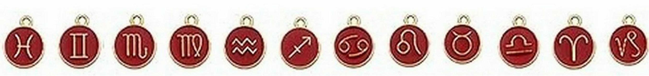 12pcs GP DARK RED ZODIAC CHARMS (PLEASE READ DESCRIPTION) 