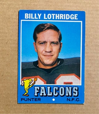 1971 Topps #29 Billy Lothridge Football Card