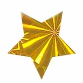 ⭐NEW⭐(4) 1" GOLD PRISMATIC STAR stickers BNWOT.