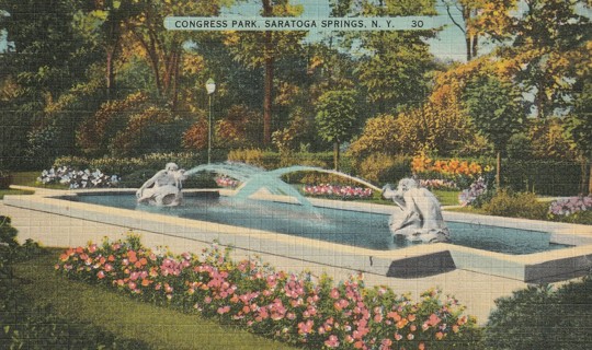 Vintage Used Postcard: b: 1943 Congress Park, Sarasota Springs, NY