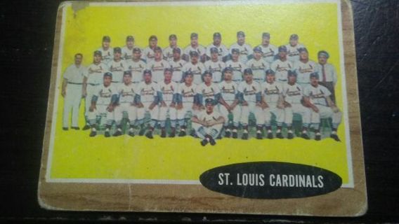 1961/1962 TOPPS ST. LOUIS CARDINALS BASEBALL TEAM CARD# 61 HAS CONDITION ISSUES