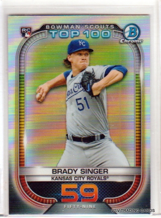 Brady Singer, 2021 Bowman Chrome Top 100 ROOKIE Card #59, Knsas City Royals,  (EL4)