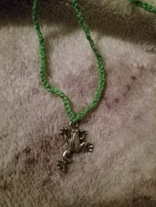 Frog charm braided rope necklace