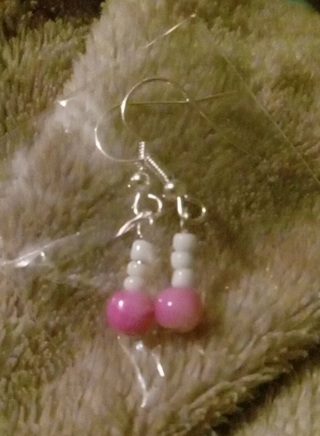 Hot pink ball beaded earrings 