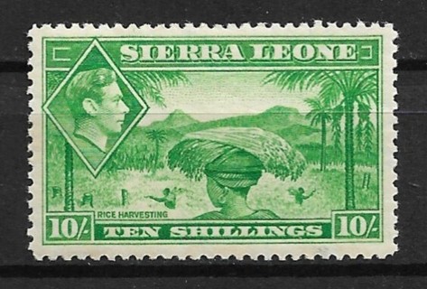 1938 Sierra Leone Sc184 10sh Rice Harvesting MNH