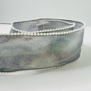 Silver Gray Iridescent Pearl Edge 2.5” Wide Ribbon 