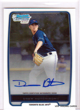 Drew Hutchison, 2012 Bowman Chrome AUTOGRAPHED Card #BCP103, Toronto Blue Jays