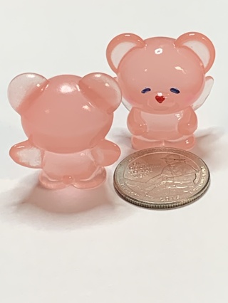 PINK BEARS~#1~ANGEL WINGS~SET OF 2 BEARS~GLOW IN THE DARK~FREE SHIPPING!