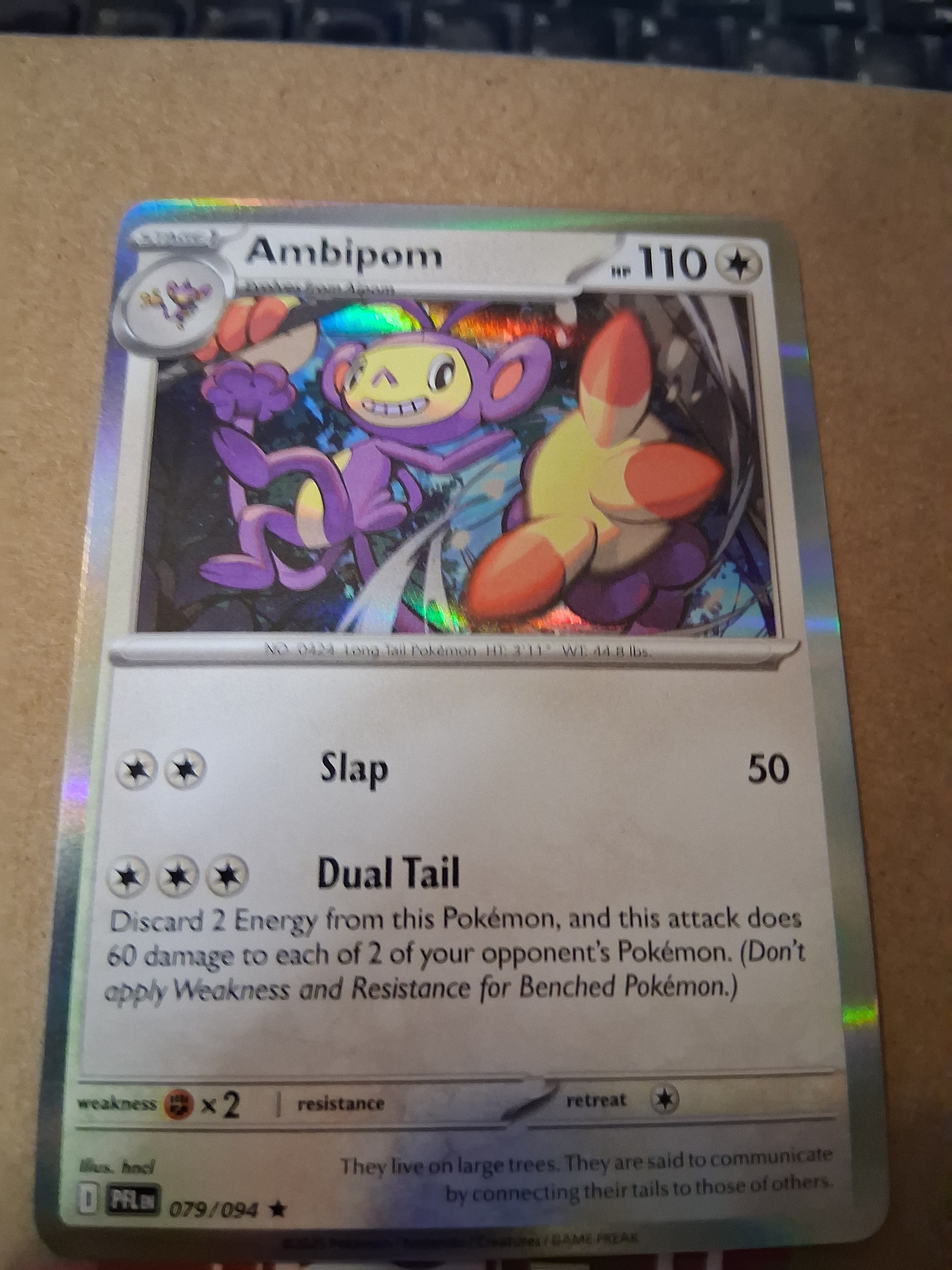 Free: Pokemon TCG ME02: Phantasmal Flames Ambipom 079/094 Rare Holo Card  NM