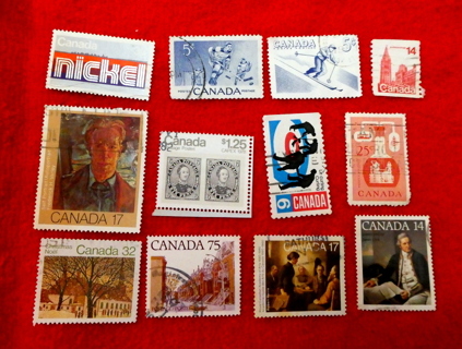 12 - All Different Canada Postage Stamps #1. 