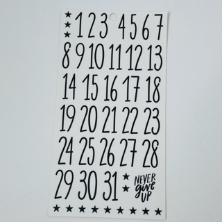 Black Numbers Calendar Planner Sticker Sheet 
