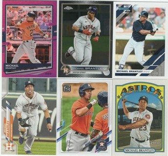 Awesome Set of 6 Michael Brantley Houston Astros w/Purple Parallel!