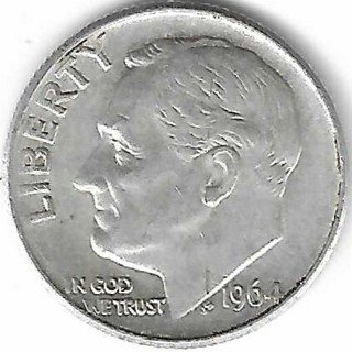 1964 Roosevelt Dime 90% Silver U.S. 10 Cent Coin