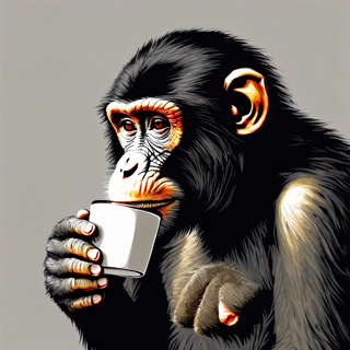 Listia Digital Collectible: Monkey Drinking Coffee