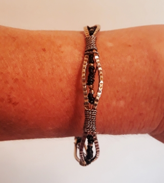 Bangle Bracelet - Silver & Black