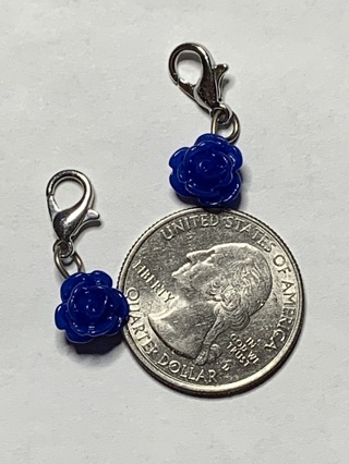 ✳SMALL ROSE DANGLE CHARMS~#2~DARK BLUE~FREE SHIPPING✳