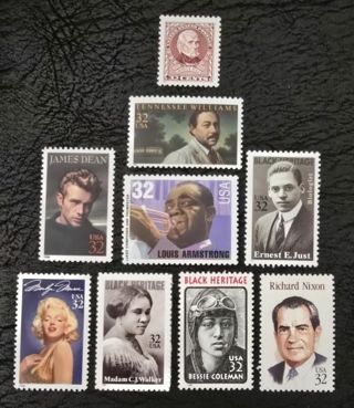 One Lot of 9 Mint .32 US Postage Stamps