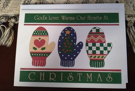 1 Christmas "Mittens" Card, with envelope.