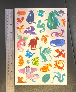 1 Lg. sheet 7 3/4 x 9 3/4 Dragon Stickers