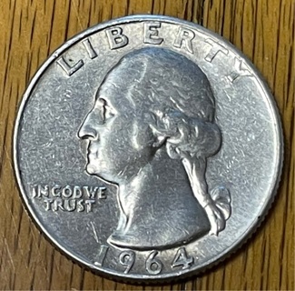 1964 D Silver Washington Quarter Dollar AU 90% Silver 
