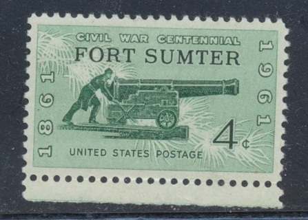 United States:  1961, Sea Coast Gun of 1861 at Fort Sumpter, MNH-OG, Sc # US-1168 - US-5303a2